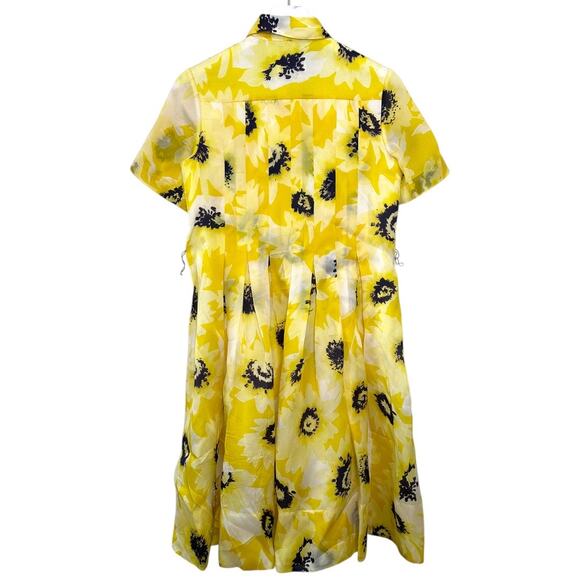 Kate Spade Sunny Daisy Yellow Silk Organza Button Front Shirt Dress Size 0 - Picture 9 of 9